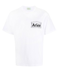Мужская белая футболка с круглым вырезом с принтом от Aries