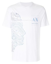 Мужская белая футболка с круглым вырезом с принтом от Armani Exchange