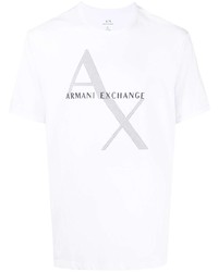 Мужская белая футболка с круглым вырезом с принтом от Armani Exchange