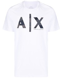 Мужская белая футболка с круглым вырезом с принтом от Armani Exchange