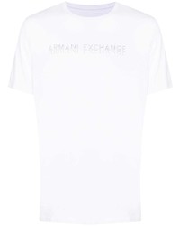 Мужская белая футболка с круглым вырезом с принтом от Armani Exchange