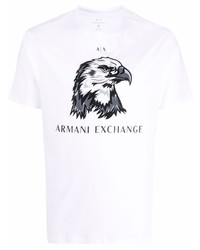 Мужская белая футболка с круглым вырезом с принтом от Armani Exchange