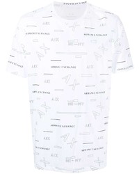 Мужская белая футболка с круглым вырезом с принтом от Armani Exchange