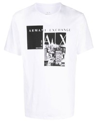 Мужская белая футболка с круглым вырезом с принтом от Armani Exchange