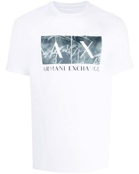 Мужская белая футболка с круглым вырезом с принтом от Armani Exchange