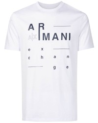 Мужская белая футболка с круглым вырезом с принтом от Armani Exchange