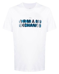 Мужская белая футболка с круглым вырезом с принтом от Armani Exchange