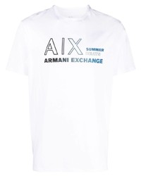 Мужская белая футболка с круглым вырезом с принтом от Armani Exchange