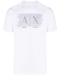 Мужская белая футболка с круглым вырезом с принтом от Armani Exchange