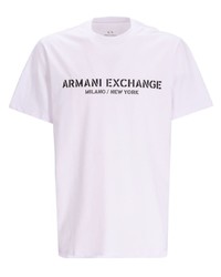 Мужская белая футболка с круглым вырезом с принтом от Armani Exchange