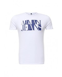 Мужская белая футболка с круглым вырезом с принтом от Armani Jeans