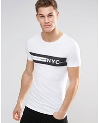 Мужская белая футболка с круглым вырезом с принтом от Asos