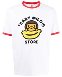 Мужская белая футболка с круглым вырезом с принтом от *BABY MILO® STORE BY *A BATHING APE®