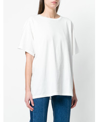 Женская белая футболка с круглым вырезом с принтом от MM6 MAISON MARGIELA