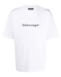 Мужская белая футболка с круглым вырезом с принтом от Balenciaga