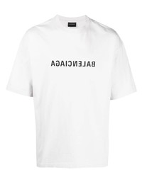 Мужская белая футболка с круглым вырезом с принтом от Balenciaga