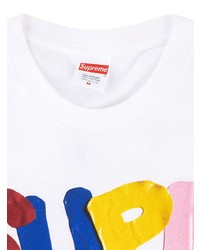 Мужская белая футболка с круглым вырезом с принтом от Supreme