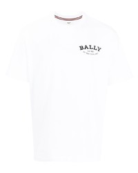 Мужская белая футболка с круглым вырезом с принтом от Bally