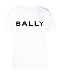 Мужская белая футболка с круглым вырезом с принтом от Bally