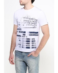 Мужская белая футболка с круглым вырезом с принтом от Baon