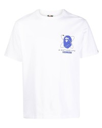 Мужская белая футболка с круглым вырезом с принтом от BAPE BLACK *A BATHING APE®