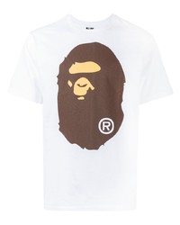 Мужская белая футболка с круглым вырезом с принтом от BAPE BLACK *A BATHING APE®