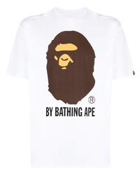 Мужская белая футболка с круглым вырезом с принтом от BAPE BLACK *A BATHING APE®