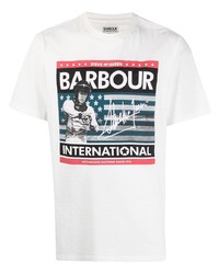 Мужская белая футболка с круглым вырезом с принтом от Barbour By Steve Mc Queen