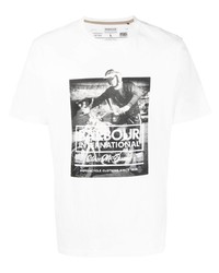 Мужская белая футболка с круглым вырезом с принтом от Barbour International