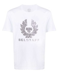 Мужская белая футболка с круглым вырезом с принтом от Belstaff
