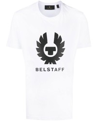 Мужская белая футболка с круглым вырезом с принтом от Belstaff