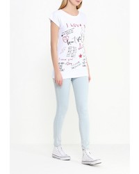 Женская белая футболка с круглым вырезом с принтом от Besh