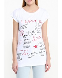 Женская белая футболка с круглым вырезом с принтом от Besh