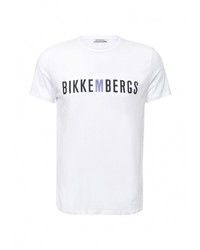 Мужская белая футболка с круглым вырезом с принтом от Bikkembergs