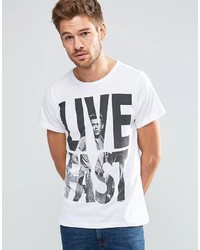 Мужская белая футболка с круглым вырезом с принтом от Blend of America