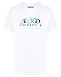 Мужская белая футболка с круглым вырезом с принтом от Blood Brother