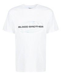 Мужская белая футболка с круглым вырезом с принтом от Blood Brother