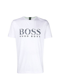 Мужская белая футболка с круглым вырезом с принтом от BOSS HUGO BOSS