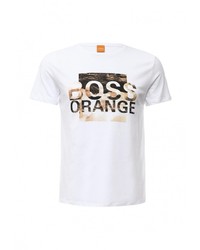 Мужская белая футболка с круглым вырезом с принтом от Boss Orange