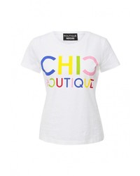 Женская белая футболка с круглым вырезом с принтом от Boutique Moschino