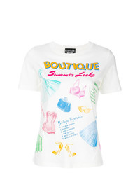 Женская белая футболка с круглым вырезом с принтом от Boutique Moschino