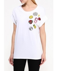 Женская белая футболка с круглым вырезом с принтом от Bright Girl