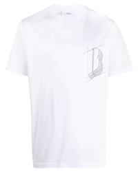 Мужская белая футболка с круглым вырезом с принтом от Brioni