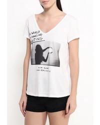 Женская белая футболка с круглым вырезом с принтом от Broadway