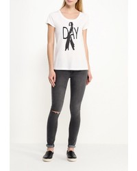 Женская белая футболка с круглым вырезом с принтом от Broadway