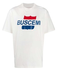 Мужская белая футболка с круглым вырезом с принтом от Buscemi