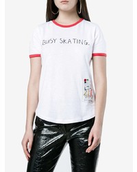 Женская белая футболка с круглым вырезом с принтом от Mira Mikati
