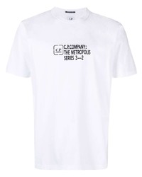 Мужская белая футболка с круглым вырезом с принтом от C.P. Company