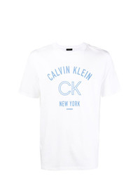 Мужская белая футболка с круглым вырезом с принтом от Calvin Klein 205W39nyc