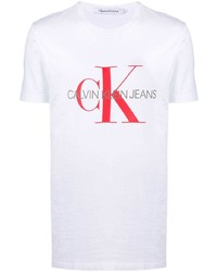Мужская белая футболка с круглым вырезом с принтом от Calvin Klein Jeans